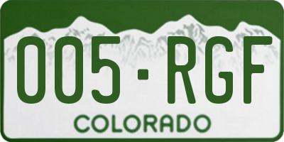 CO license plate 005RGF
