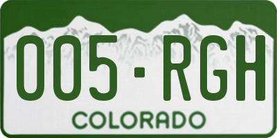 CO license plate 005RGH