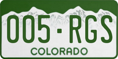 CO license plate 005RGS