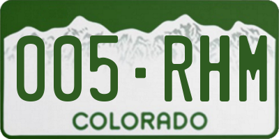 CO license plate 005RHM
