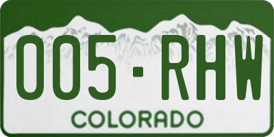 CO license plate 005RHW