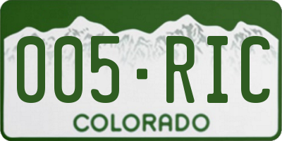 CO license plate 005RIC