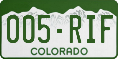 CO license plate 005RIF