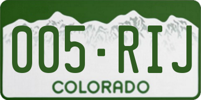 CO license plate 005RIJ