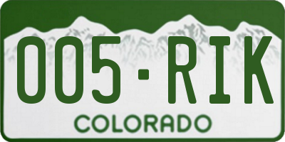 CO license plate 005RIK