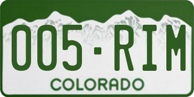CO license plate 005RIM