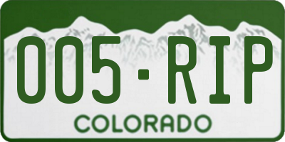 CO license plate 005RIP