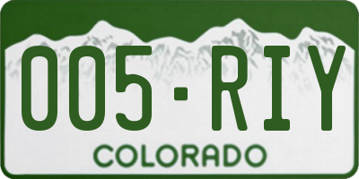 CO license plate 005RIY