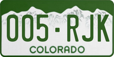 CO license plate 005RJK