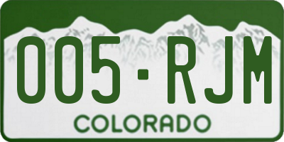 CO license plate 005RJM