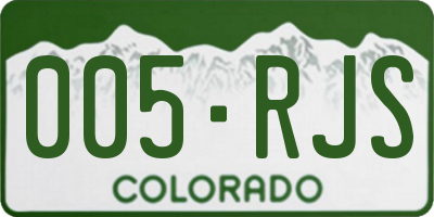 CO license plate 005RJS