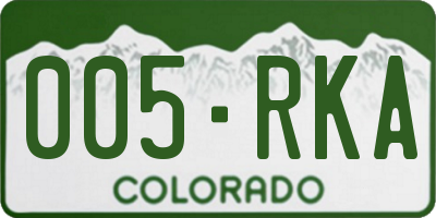 CO license plate 005RKA
