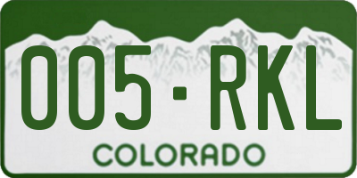 CO license plate 005RKL