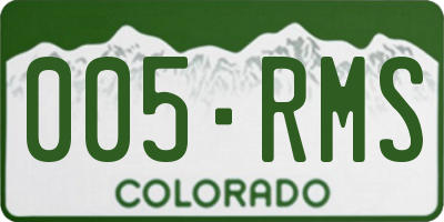 CO license plate 005RMS