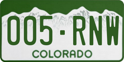 CO license plate 005RNW