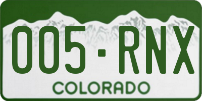 CO license plate 005RNX