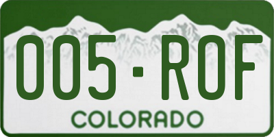 CO license plate 005ROF