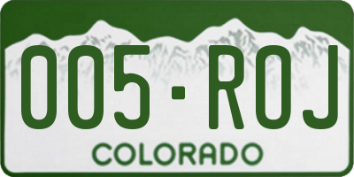 CO license plate 005ROJ