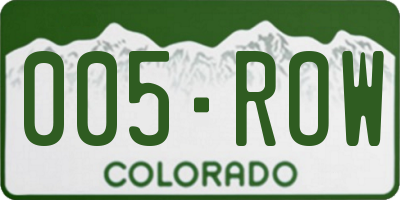 CO license plate 005ROW