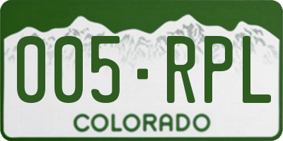 CO license plate 005RPL