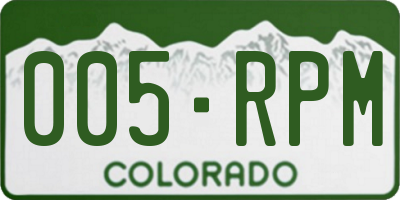 CO license plate 005RPM