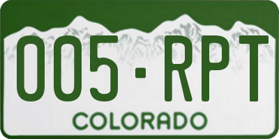 CO license plate 005RPT