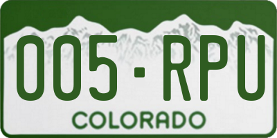 CO license plate 005RPU