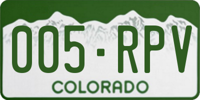 CO license plate 005RPV