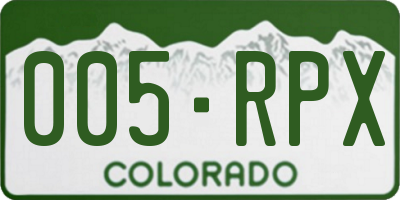 CO license plate 005RPX