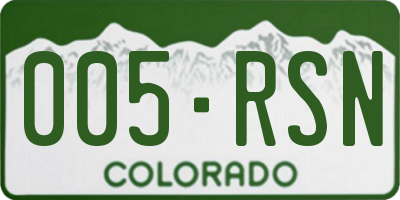 CO license plate 005RSN