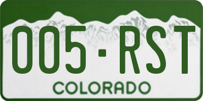 CO license plate 005RST