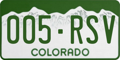CO license plate 005RSV