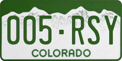 CO license plate 005RSY