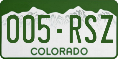 CO license plate 005RSZ