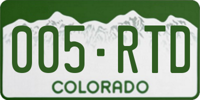 CO license plate 005RTD