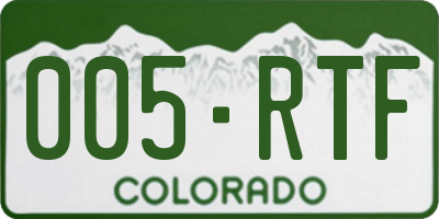 CO license plate 005RTF