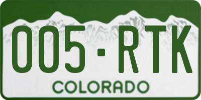 CO license plate 005RTK
