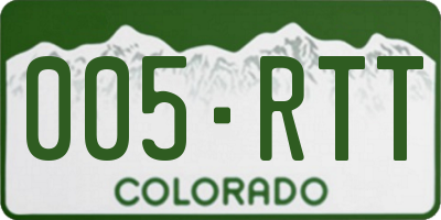 CO license plate 005RTT