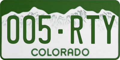 CO license plate 005RTY