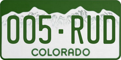 CO license plate 005RUD