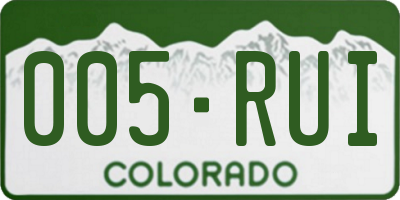 CO license plate 005RUI