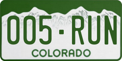 CO license plate 005RUN
