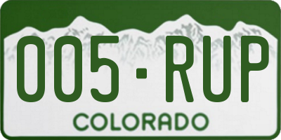 CO license plate 005RUP