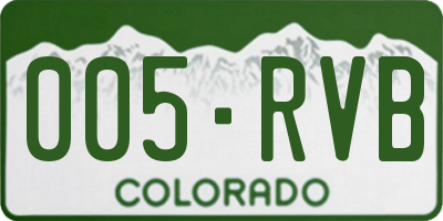 CO license plate 005RVB