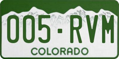 CO license plate 005RVM