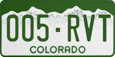CO license plate 005RVT
