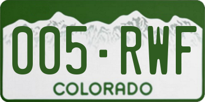 CO license plate 005RWF
