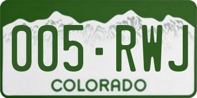 CO license plate 005RWJ