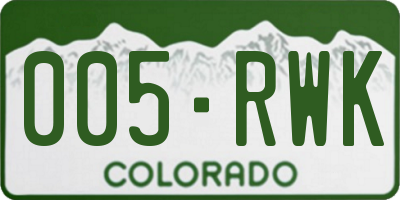 CO license plate 005RWK
