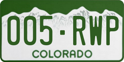 CO license plate 005RWP
